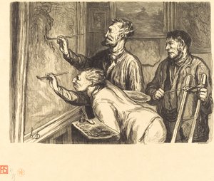 1868 Resim Sergisi - Son Fırça Darbesi by Etienne after Honoré Daumier