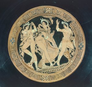 Kylix, detay. Kırmızı figürlü çömlek. Etrüsk Uygarlığı, MÖ 5.-4. Yüzyıl. by Etruscan