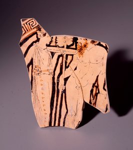 Bir maenad ve bir satiri temsil eden kyliks