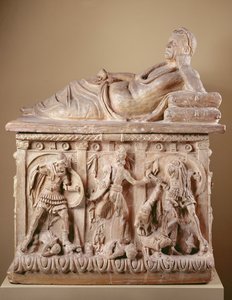 Cinerary Urn, MÖ 2. yüzyıl (çok renkli pişmiş toprak)