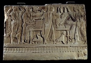Etrüsk Antik: Cenaze cippe plaketi. Merhumun cenaze yatağında sergilenmesi. Paris, Louvre Müzesi by Etruscan Etruscan