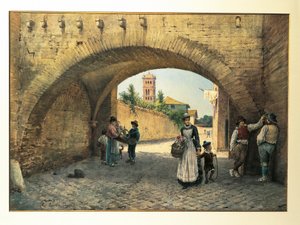 İtalya, Roma, Tolomei Kemeri, Ettore Roesler Franz, suluboya