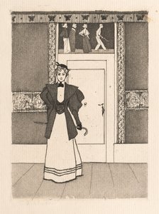 Yürüyen Kostümlü Genç Kadınla İç Mekan, 1895. by Eugen Kirchner