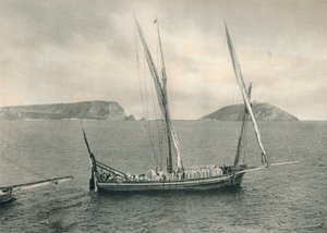 Napoli limanında yelkenli tekne, İtalya, 1927 by Eugen Poppel