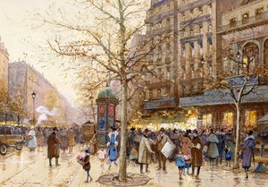Bir Paris Sokak Sahnesi by Eugene Galien Laloue