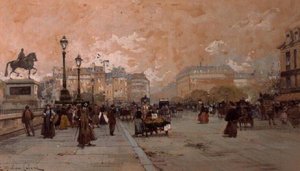 Parisli Bir Sokak Sahnesi by Eugene Galien Laloue
