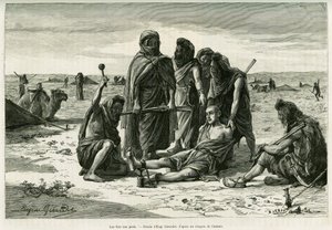 Ayakta gidecek. Eugene Girardet tarafından, Cinq mois chez les moures nomades du Sahara occidental hikayesini göstermek için, 1887