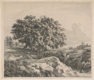 Bir Dağ Geçidi Tarafından Meşe Ağacı by Eugene Bléry