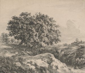 Bir Ravine tarafından Meşe Ağacı, 1845. by Eugene Bléry
