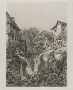 Aix-les-Bains yakınlarındaki Grésy Değirmeni ve Şelalesi by Eugene Bléry