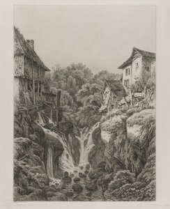 Aix-les-Bains yakınlarındaki Grésy Değirmeni ve Şelalesi, 1856. by Eugene Bléry
