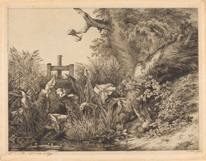 Bir Kanalda Su İskelesi ve Brambles by Eugene Bléry