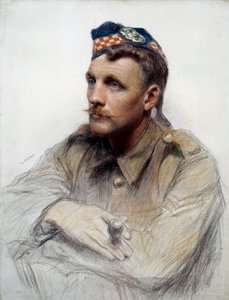 Birinci Dünya Savaşı: “” Büyük Savaş sırasında bir İskoç askerinin portresi”” Eugene Bornand (1850-1921) tarafından çizim 20. yüzyıl Paris, Legion d