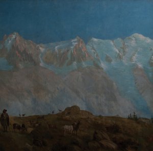 Mont Blanc, Aiguilles du Midi du Plan (Tuval üzerine yağlıboya) by Eugene Bourgeois