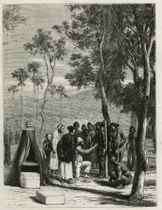 Dr. Harmand, yerli Khas, a Attopeu (Laos) üzerinde antropolojik bir ölçüm yürütüyor, Eugene Burnand
