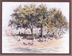 Rahip Juniper, hasta bir adama vermek için bir domuzun ayağını kesiyor, 1919 by Eugene Burnand
