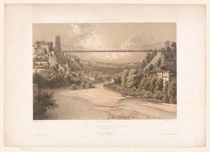 Gezicht op de hangbrug üzerinde de Sarine, te Fribourg İsviçre Savoy ve Tirol / Fribourg