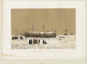 Kinburn yakınlarındaki Buzda yüzen Tonnante pili, 1856 by Eugene Ciceri