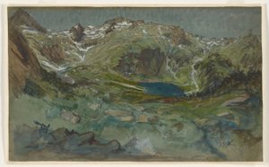 Pireneler'deki Lac d'Espingo ve Cirque d'Espingo'nun görünümü by Eugene Emmanuel Viollet le Duc