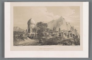 Irak-i Ajam Imâm Zadeh à Koumichâh (Irak Adjemi) (nesne üzerindeki başlık) İran manzaraları (dizi başlığı) Farsça modern (dizi başlığı) İmamzade Komijan'ın görünümü by Eugene Flandin