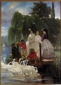 Le repas des kuğular Tablo Eugene Giraud (1806-1881) tarafından 1865 Paris, Dekoratif Sanatlar - Kuğular veya yem kuğuları. Eugene Giraud (1806-1881) 1865 tarafından yapılan tablo. Arts Decoratifs Müzesi, Paris