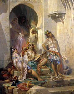 Oryantalizm: “” Cezayirli Kadınlar” Eugene Giraud (1806-1881) tablosu 19. yüzyıl. Turlar, Güzel Sanatlar Müzesi