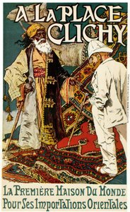 A la Place Clichy, c.1891 (kağıt üzerine renkli litografi) by Eugene Grasset
