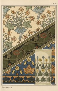 Duvar kağıtları ve bir vazo için art nouveau desenlerinde düğün çiçeği by Eugene Grasset