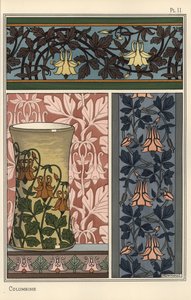 Columbine çiçek, Aquilegia vulgaris, duvar kağıdı, kumaş ve vazo için desenlerde by Eugene Grasset