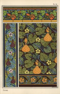 Duvar kağıdı, vitray ve kumaş desenlerinde kabak by Eugene Grasset