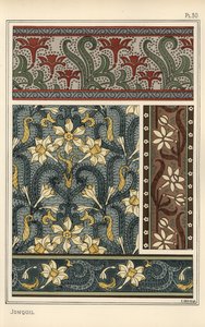 Duvar kağıdı ve kumaş desenlerinde tasarım motifi olarak Jonquil, Narcissus jonquilla by Eugene Grasset