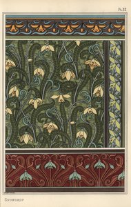 Kardelen, Galanthus nivalis, duvar kağıdı, bordür ve kumaşlarda tasarım motifi olarak by Eugene Grasset
