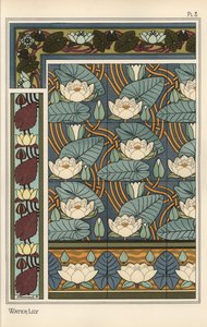 Duvar kağıdı ve fayans desenlerinde nilüfer, Nelumbo lutea by Eugene Grasset