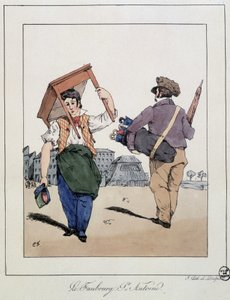 Le faubourg St Antoine: mobilya tamircisi ve yürüyen şemsiye tüccarı - Eugène Forest, ed. Delpech, Paris, v.1830