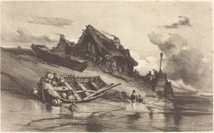 balıkçı kulübeleri by Eugene Isabey