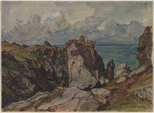 Cézembre, Brittany'de Deniz Kenarındaki Kayalıklar by Eugene Isabey