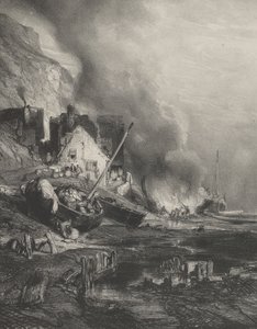 Alçalan Bir Geminin Yeniden Takılması, 1833. by Eugene Isabey