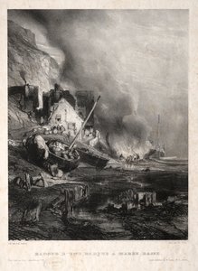 Altı Deniz Piyadesi: Gelgitte bir teknenin tamiri, 1833. by Eugene Isabey