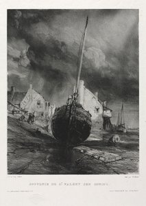 Altı Deniz Piyadesi: Souvenir Saint Valéry-sur-Somme, 1833. by Eugene Isabey