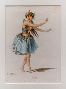 Korrigane. Charles-Marie Widor Balesi, kostüm modeli. 1880, kağıt üzerine kalem, sulu boya ve guaş.