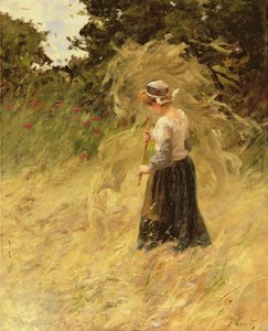 Saman Toplayan Kız, 19. yüzyıl by Eugene Leon Labitte