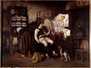 İç Bas-Breton veya bir iç mekanda Le Nouveau Ne Breton Ailesi. Eugene Leroux (1807-1863) tarafından yapılan resim 19. yüzyıl Rennes, Güzel Sanatlar Müzesi