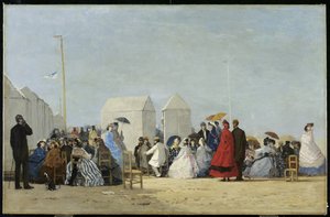 Trouville Yakınındaki Plaj, 1864 by Eugene Louis Boudin