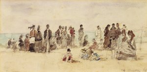 Sahil Sahnesi, 1864 (kağıt üzerinde kalem & mürekkep & wc) by Eugene Louis Boudin