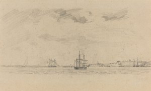 Denizcilik ile Kıyı Peyzajı, c. 1858. by Eugene Louis Boudin