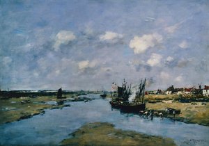 La Canche, Low Tide, Etaples (tuval üzerine yağlı boya) by Eugene Louis Boudin