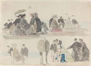 Sahildeki Bayanlar ve Baylar, İki Kayıtta, c. 1865. by Eugene Louis Boudin