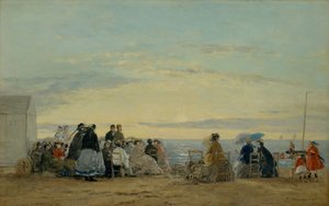 Sahilde, Gün Batımı, 1865. by Eugene Louis Boudin