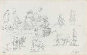 Köylüler ve İnekler [recto], 1877. by Eugene Louis Boudin