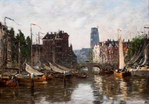 Rotterdam, Borsa Köprüsü by Eugene Louis Boudin